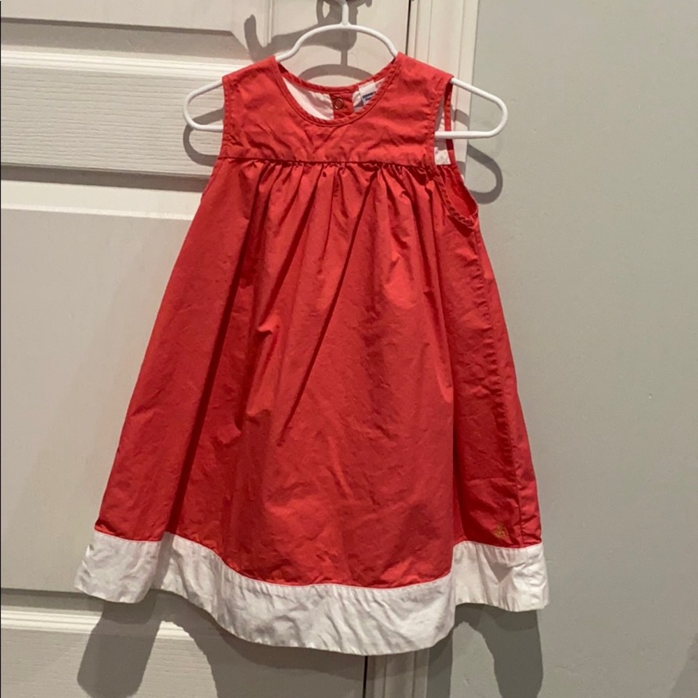 Petit Bateau coral and white button up dress size3